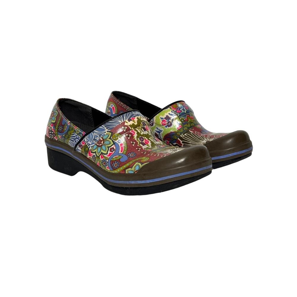 Dansko Vegan Volley Clogs Floral Paisley Patchwork Slip On Shoes Size 40